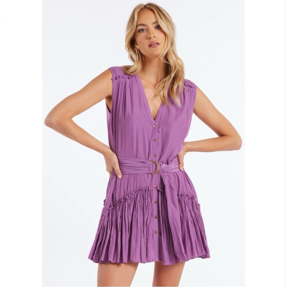 bishop + young Purple Pleated Tie Front Sundress